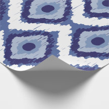 Indigo-Blau Stammes- Ikat Diamant-weißes Zickzack