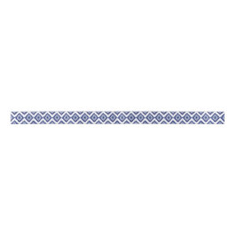 Indigo-Blau Stammes- Ikat Diamant-weißes Zickzack Satinband