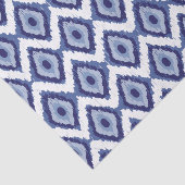 Indigo-Blau Stammes- Ikat Diamant-weißes Zickzack Seidenpapier (Ausschnitt)