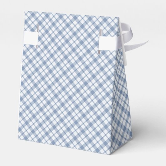 Indigo Blau und Weiß Preppy Karos Tent Fevor Box Geschenkschachtel (Rückseite)
