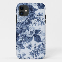 Indigo Blau Vintage Blumenmuster