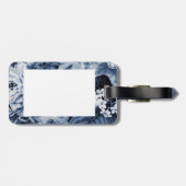 Indigo-Blau Vintages botanisches BlumenToile No.1 Gepäckanhänger (Rückseite horizontal)