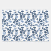 Indigo-Blau Wasserfarbe Floral Geschenkpapier Set (Vorderseite 2)