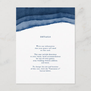 Indigo Blau Wasserfarbe Hochzeitsinsert / Richtung Begleitkarte