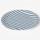 Indigo Blau & Weiß Streifen - nautisch Pappteller (Schrägansicht)