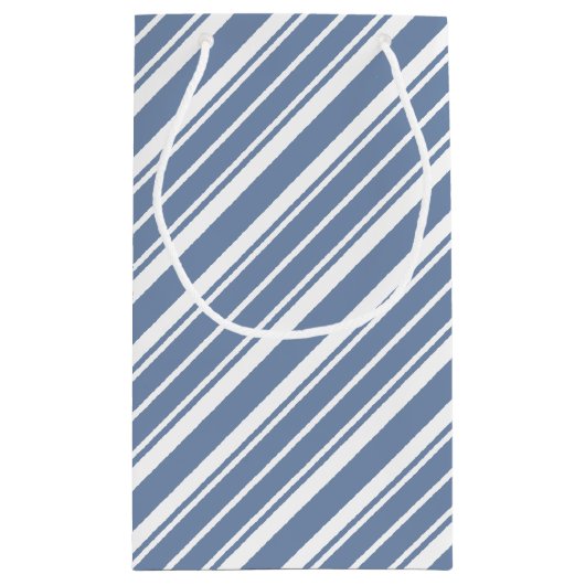 Indigo Blau, weißes Ticken Streifen Kleine Geschen Kleine Geschenktüte (Rückseite)