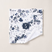 Indigo-Blauclematis-Blumenentwurf personalisiert Badhandtuch Set (Waschlappen)