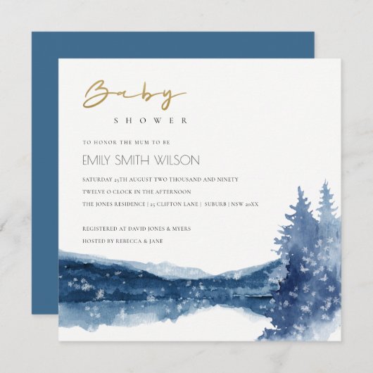 INDIGO BLAUE BERGSEE BABY SHOWITE DANKESKARTE (Vorne/Hinten)