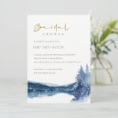 INDIGO BLAUE BERGSEE BRAUTPARTY EINLADEN DANKESKARTE (Stehend Vorderseite)