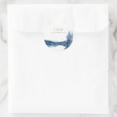 INDIGO BLAUE BERGSEE MONOGRAM WEDD RUNDER AUFKLEBER (Tasche)