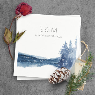 INDIGO BLAUE BERGSEE MONOGRAM WEDD SERVIETTE