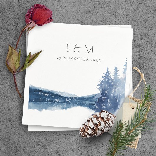 INDIGO BLAUE BERGSEE MONOGRAM WEDD SERVIETTE