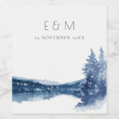 INDIGO BLAUE BERGSEE MONOGRAM WEDD WEINETIKETT (Einzelnes Label)