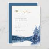 INDIGO BLAUE BERGSEE PINENSCHNEEWEDING DANKESKARTE (Vorne/Hinten)