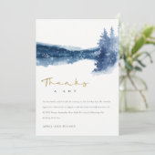 INDIGO BLAUE BERGSEE PINENSCHNEEWEDING DANKESKARTE (Stehend Vorderseite)