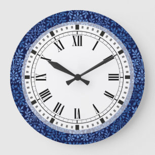 Indigo blaue Kunsthandwerk Große Wanduhr