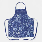Indigo blaue Wildblumen Schürze (Vorderseite)