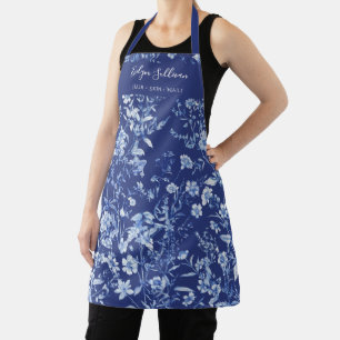 Indigo blaue Wildblumen Schürze