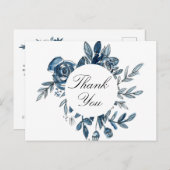 Indigo blauen Blumen danke Ihnen Karte (Vorne/Hinten)