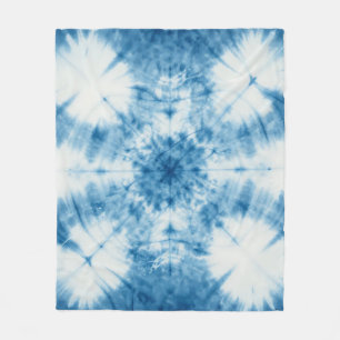 Indigo Blaues Shibori-Batikmuster Fleecedecke