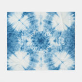 Indigo Blaues Shibori-Batikmuster Fleecedecke (Vorderseite (Horizontal))