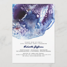 Indigo-Blaumodernes Watercolor-Geburtstags-Party Einladung