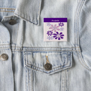 Indigo Bloom Doodle Ihr Name Button