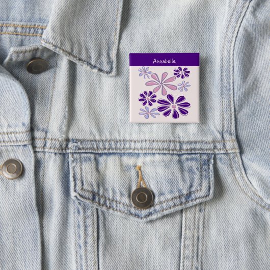 Indigo Bloom Doodle Ihr Name Button (Beispiel)