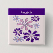 Indigo Bloom Doodle Ihr Name Button (Vorderseite)