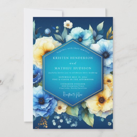 Indigo Bloom Dream Wedding Einladung (Vorderseite)
