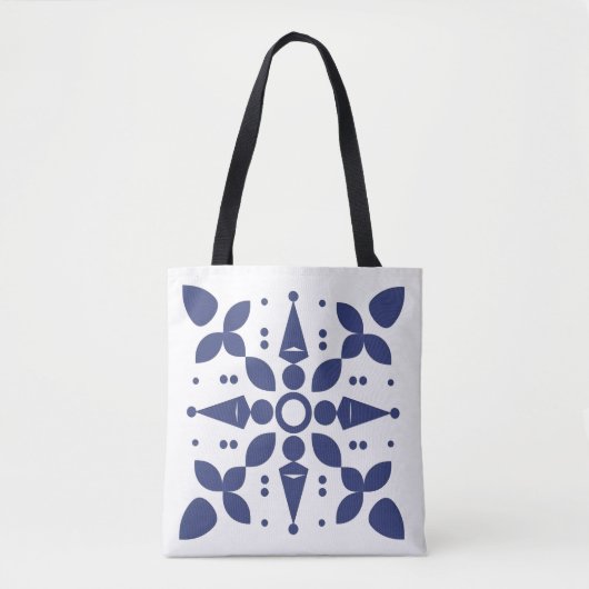 Indigo Bloom Symmetrische Tile Toag Tasche (Vorderseite)