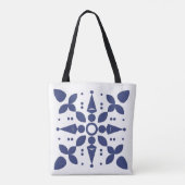 Indigo Bloom Symmetrische Tile Toag Tasche (Rückseite)
