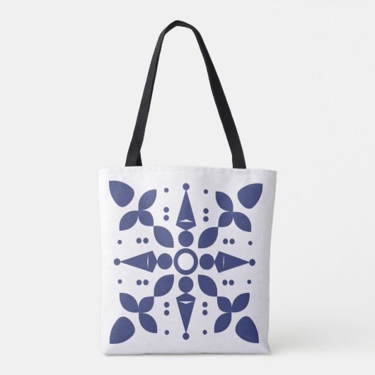 Indigo Bloom Symmetrische Tile Toag Tasche (Rückseite)