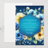 Indigo Bloom Traumhochzeit Einladung (Vorne/Hinten)