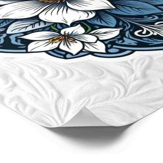 Indigo Blossom Print (Matte) Poster (Ecke)