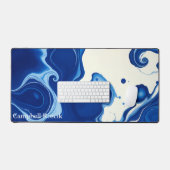 Indigo Blue Abstract Modern Professional Schreibtischunterlage (Tastatur & Maus)