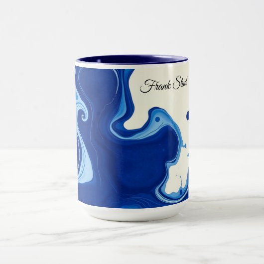 Indigo Blue Abstract Watercolor Personalized  Tasse (Zentrum)