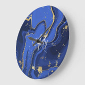 Indigo Blue Agate Marble Abstrakt Name Monogram Große Wanduhr (Winkel)