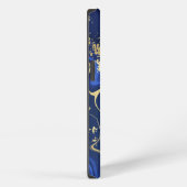 Indigo Blue Agate Marble Abstrakt Name Monogram iPhone Hülle (Rechte Seite)