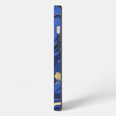 Indigo Blue Agate Marble Abstrakt Name Monogram iPhone Hülle (Linke Seite)
