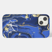Indigo Blue Agate Marble Abstrakt Name Monogram iPhone Hülle (Rückseite (Horizontal))