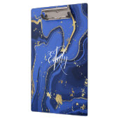 Indigo Blue Agate Marble Abstrakt Name Monogram Klemmbrett (Links)