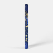 Indigo Blue Agate Marble Abstrakt Name Monogram Samsung Galaxy Hülle (Rechte Seite)