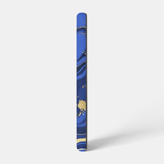 Indigo Blue Agate Marble Abstrakt Name Monogram Samsung Galaxy Hülle (Linke Seite)