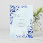 Indigo Blue Artistic Spring Wedding Einladung (Stehend Vorderseite)