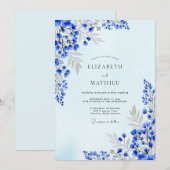 Indigo Blue Artistic Spring Wedding Einladung (Vorne/Hinten)