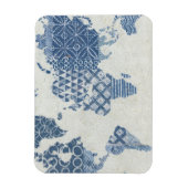 Indigo Blue Batik Karte der Welt Magnet (Vertikal)