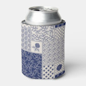 Indigo Blue Beige Floral Patchwork Dosenkühler (Kanne Vorderseite)
