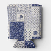 Indigo Blue Beige Floral Patchwork Dosenkühler (Rückseite)