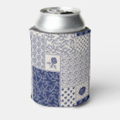 Indigo Blue Beige Floral Patchwork Dosenkühler (Kanne Rückseite)